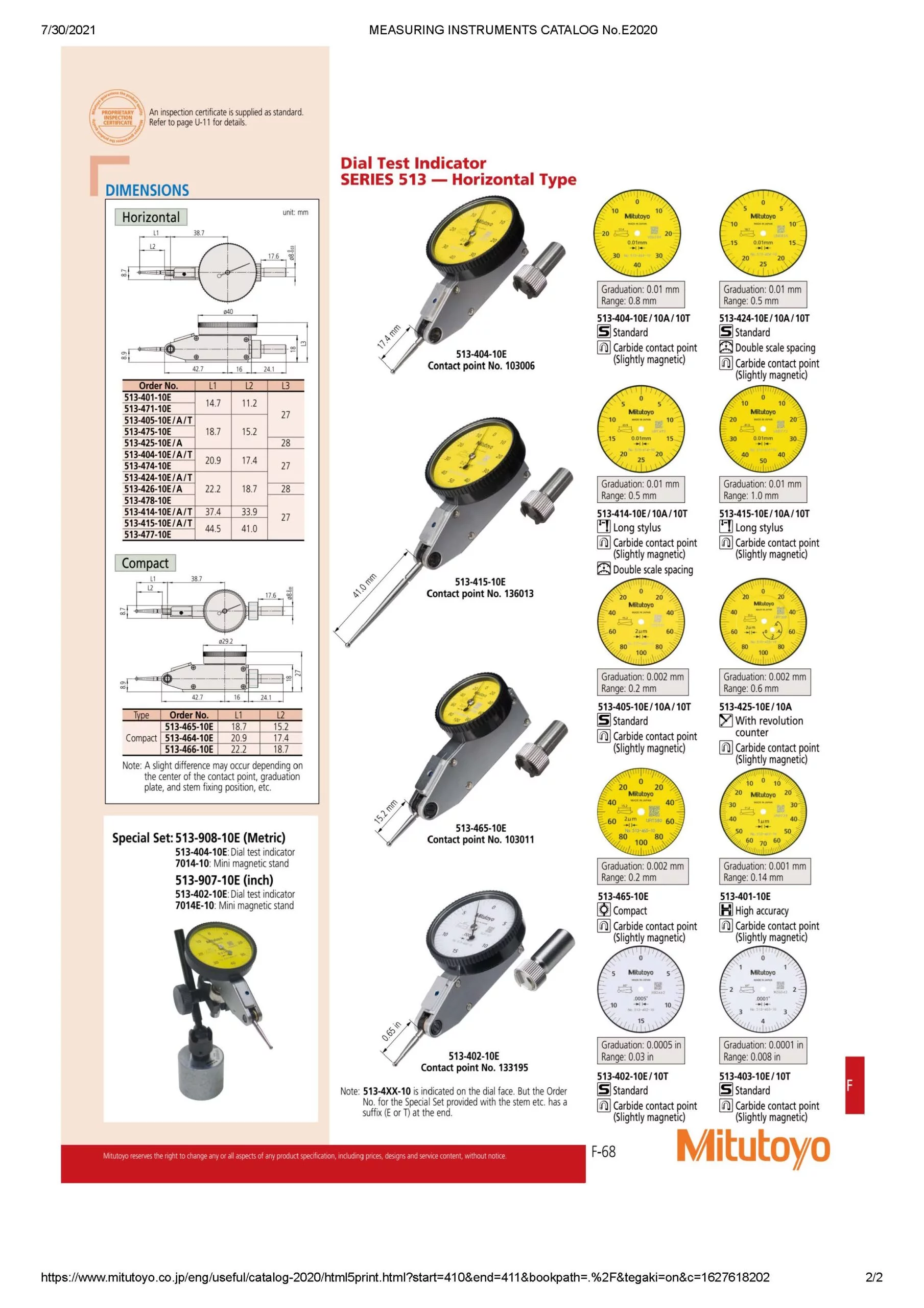 Replacement Contact Points For Mitutoyo 513 Series Dial Test Indicator – 2mm Carbide Ball